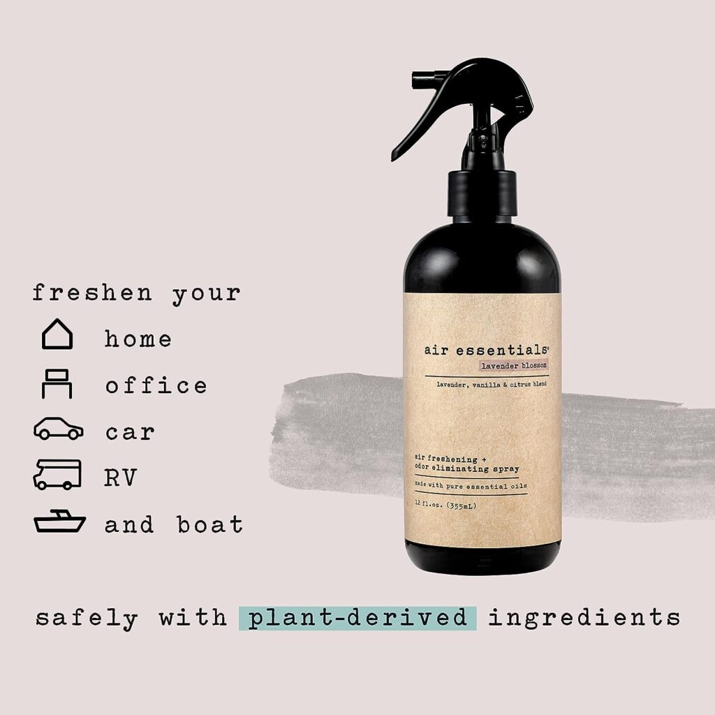 Air Essentials Air Freshener  Odor Eliminator Spray - Made with Pure Essential Oils - Lavender Blossom - 12 Ounce - 2 Pack
