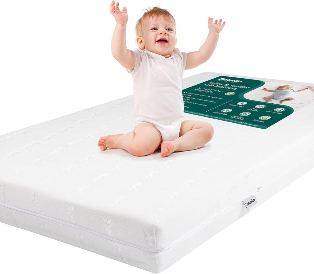 BABELIO Breathable Crib Mattress, Dual-Sided Memory Foam Toddler Mattress, Waterproof Baby Mattresses for Crib and Toddler Bed, Removable and Machine Washable Mattress Cover, 52 x 27