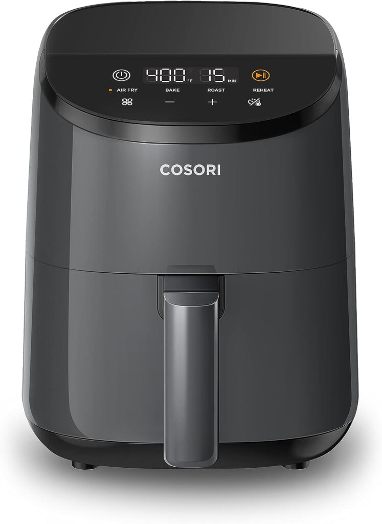 COSORI Small Air Fryer Oven 2.1 Qt, 4-in-1 Mini Airfryer, Bake, Roast, Reheat, Space-saving Low-noise, Nonstick and Dishwasher Safe Basket, 30 In-App Recipes, Sticker with 6 Reference Guides, Gray