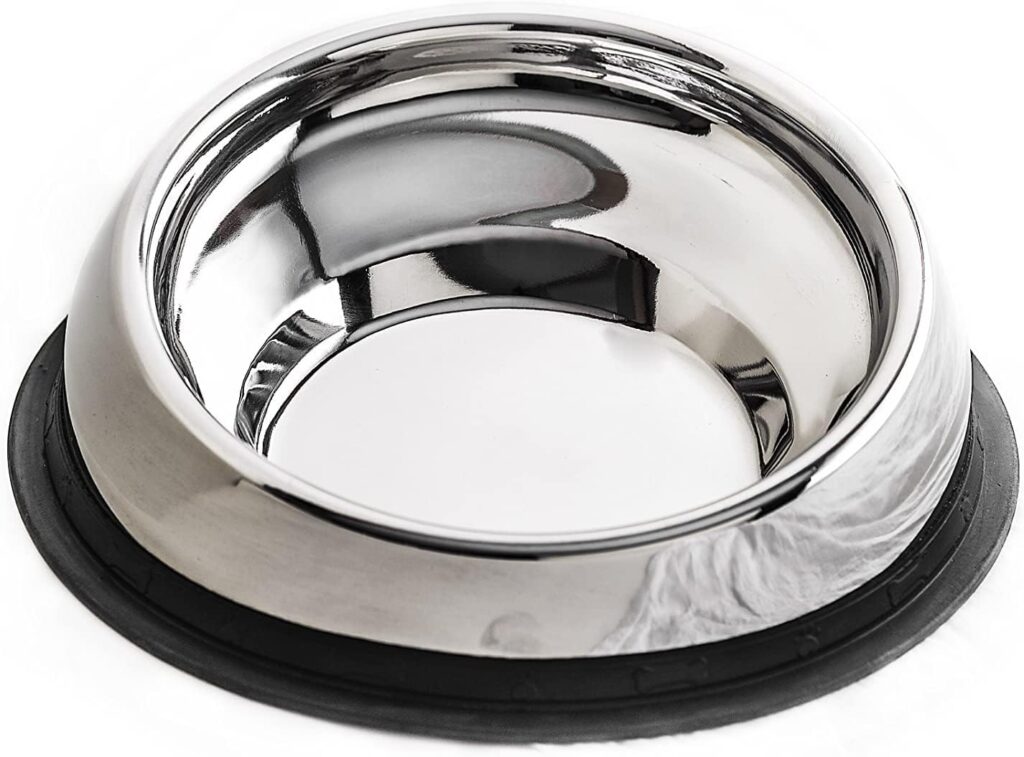 Enhanced Pet Bowl, Stainless Steel Slanted Dog Bowl with Raised Ridge for Flat-Faced Dog Breeds or Cats, Food-Grade Non-Slip No Spill Bowl for Dogs, Less Mess, Less Gas, and Better Digestion, Small