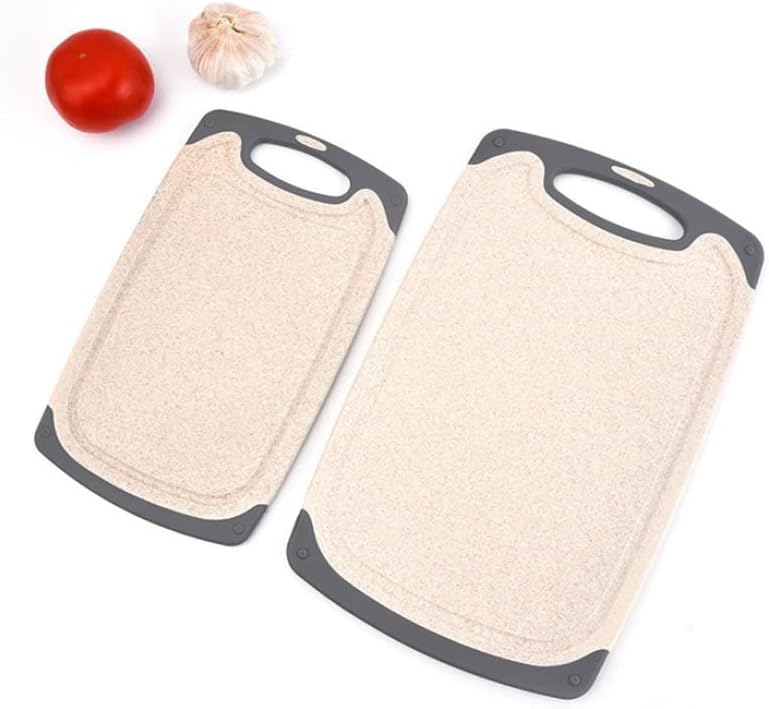 FLYINGSEA Cutting Boards For Kitchen, Anti-Skid Eco-Wheat Straw Cutting Board Set (3 Pcs), Dishwasher Safe (light brown)