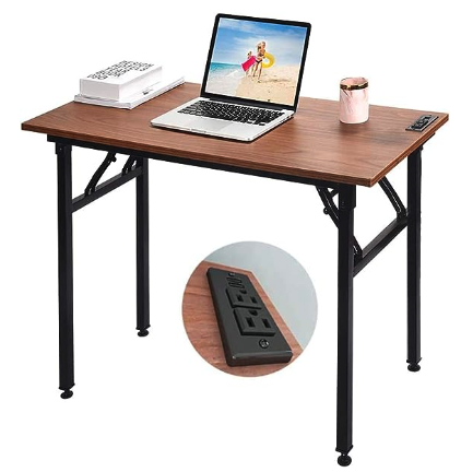 Frylr Small Folding Writing Desk with USB Ports & Power Plugs