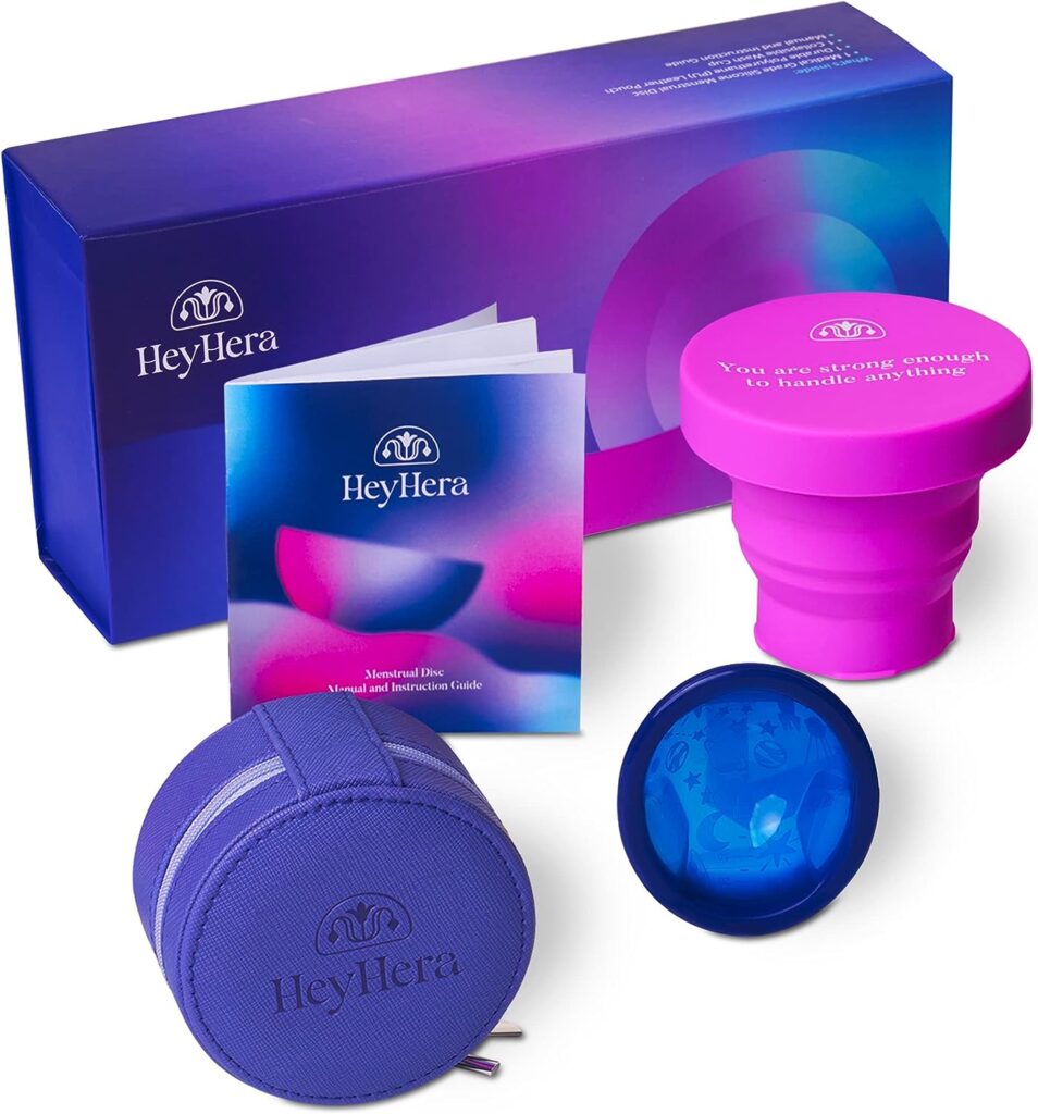 HeyHera Menstrual Disc Reusable, Silicone Menstrual Disc, Comfortable Period Disc, Easy to Use Extract, Simple to Clean Reusable Menstrual Disc (Regular)