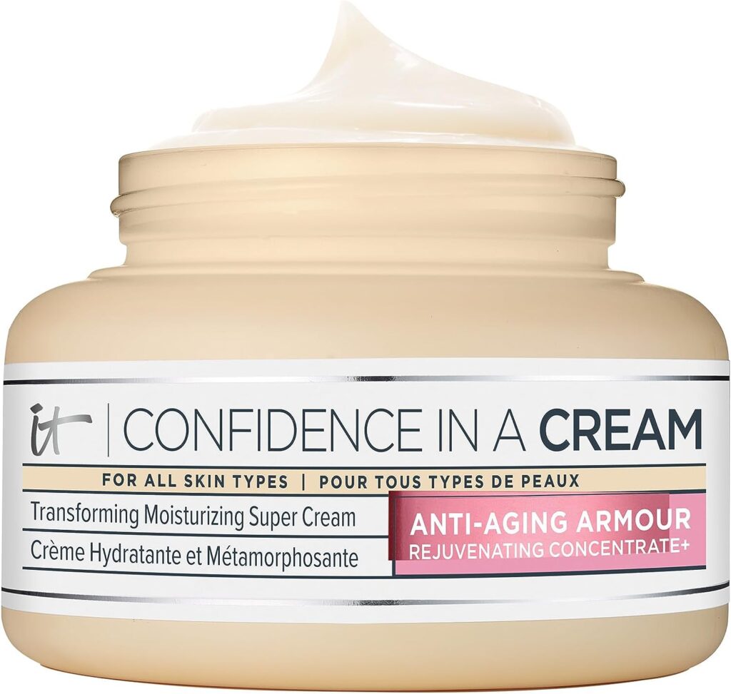 IT Cosmetics Confidence in a Cream Anti Aging Face Moisturizer - Improved Formula - Reverses 10 Signs of Aging Skin in 2 Weeks, 48HR Hydration with Hyaluronic Acid, Niacinamide + Peptides