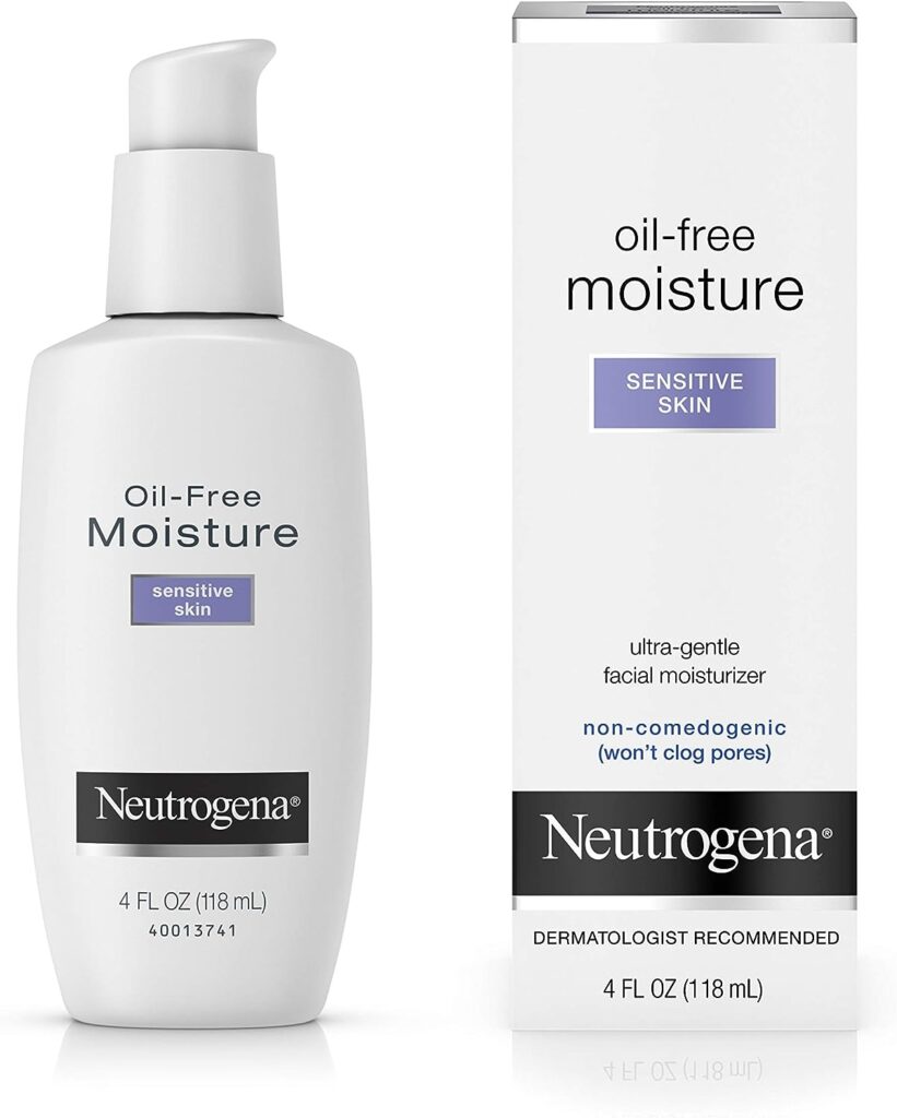 Neutrogena Oil Free Moisture Daily Hydrating Facial Moisturizer Neck Cream with Glycerin - Fast Absorbing Ultra Gentle Lightweight Face Lotion Sensitive Skin Face Moisturizer, 4 fl. oz