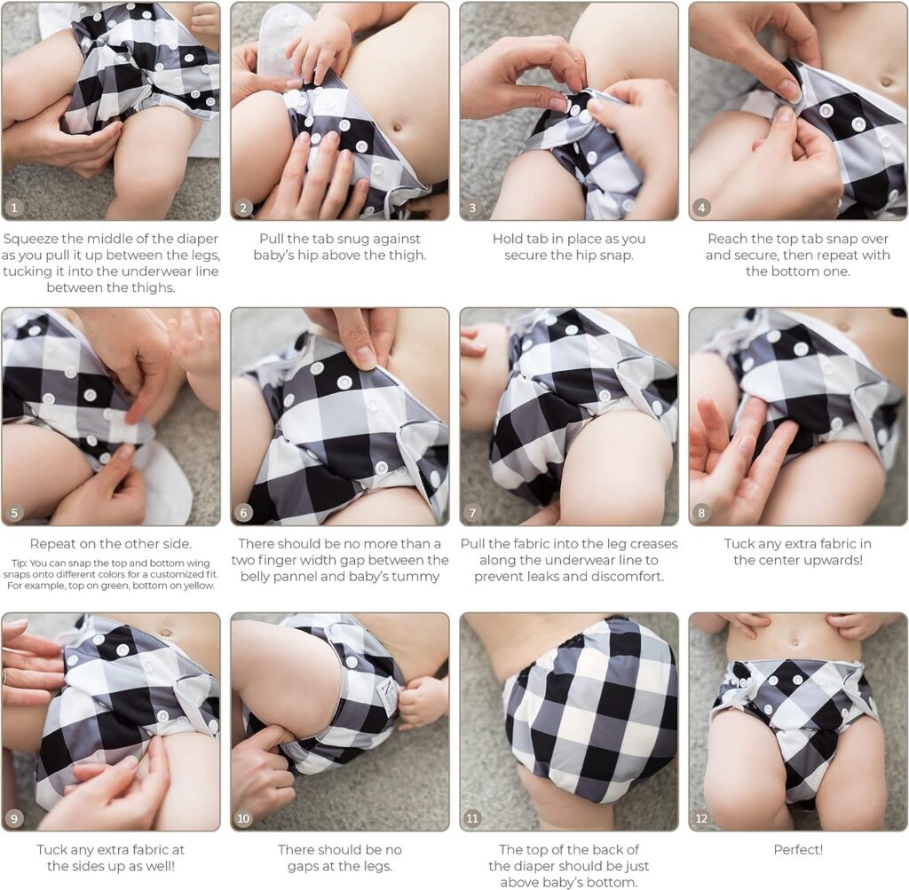 Noras Nursery Cloth Diapers 7 Pack with 7 Bamboo Inserts  1 Wet Bag - Waterproof Cover, Washable, Reusable  One Size Adjustable Pocket Diapers for Newborns and Toddlers - Pacific Neutrals