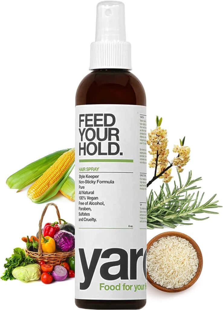 Yarok Natural Hair Spray Medium Hold - Vegan Hair Volumizer Spray with Rosemary Oil, Rice Extract, Vitamin E, C,  A - Non-Greasy  Travel Size Hairspray for Styling  Nourishing Locks - 8oz