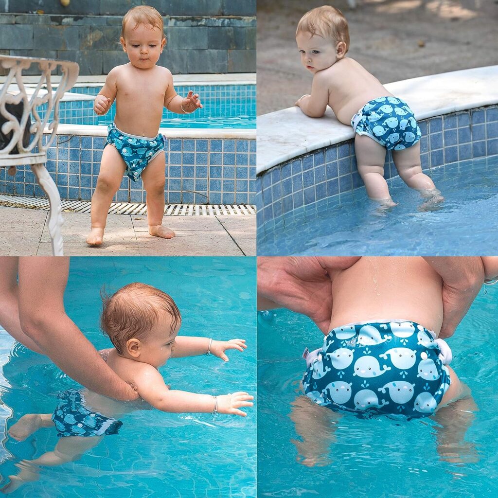ALVABABY Swim Diapers 2pcs Baby  Toddler Snap One Size Reusable Adjustable Baby Shower Gifts Baby Boy SW18-21