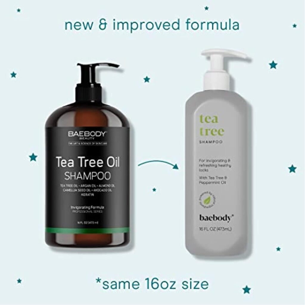 Baebody Award Winning Tea Tree Shampoo - Clarifying Shampoo For Build-Up, Dry Scalp Shampoo For Oily Hair - Vegan Tea Tree Oil Anti-Dandruff Shampoo For Men/Women