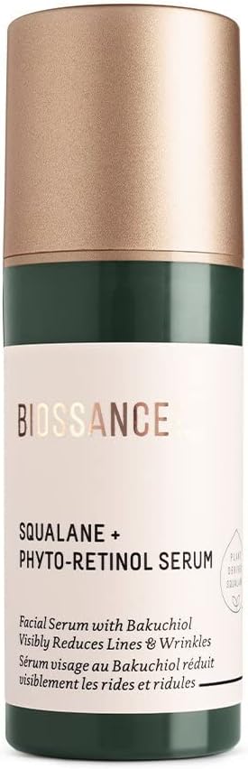 Biossance Squalane + Phyto-Retinol Serum. Bakuchiol, Niacinamide and Hyaluronic Acid Target Fine Lines, Wrinkles and Sun Damage. Non-Irritating and Safe for Sensitive Skin (1.0 ounces) (New Bottle)
