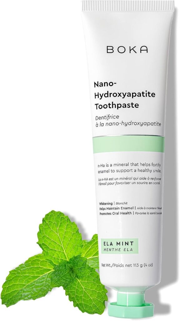 Boka Natural Toothpaste, Fluoride Free - Nano Hydroxyapatite for Remineralizing, Sensitive Teeth, Whitening - for Adult Kids Oral Care - Ela Mint, 4oz 1 Pack - Made in USA