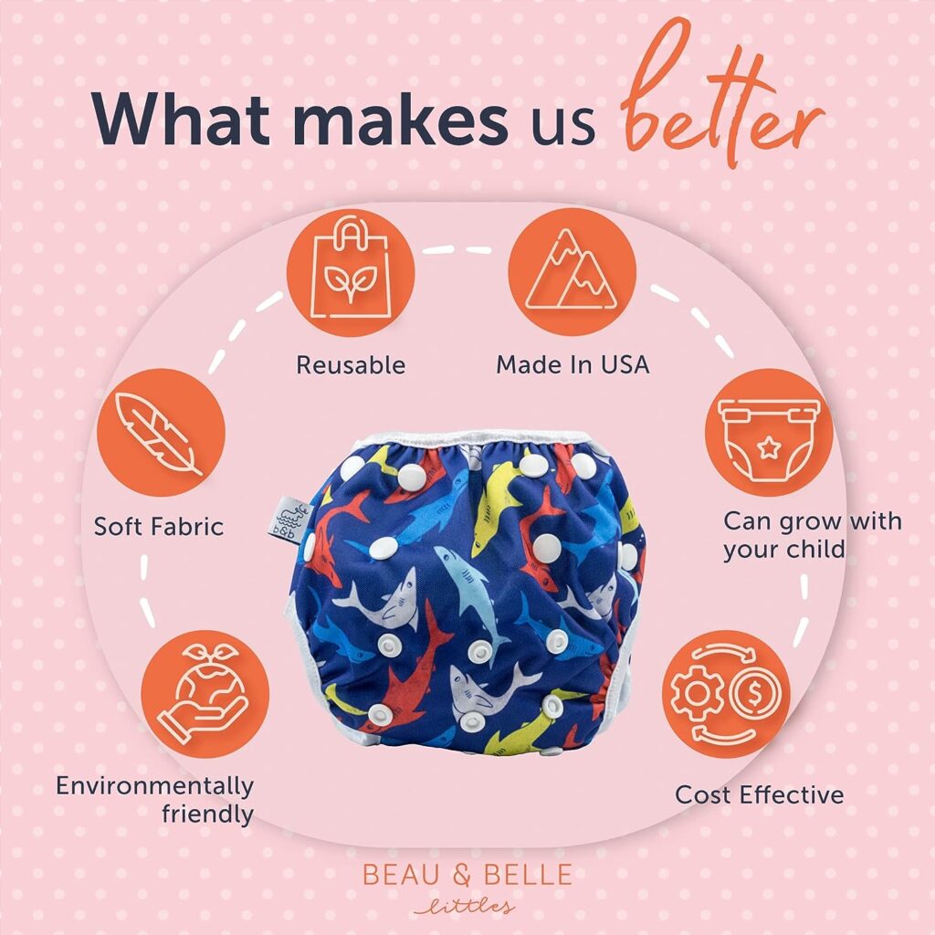 Eco-Friendly Reusable Baby Swim Diapers (Sizes N–5) – Adjustable, Easy-Wash Nageuret Reusable Swim Diaper Boys  Girls – Soft, Breathable, Waterproof Swim Wear for Baby  Newborn!