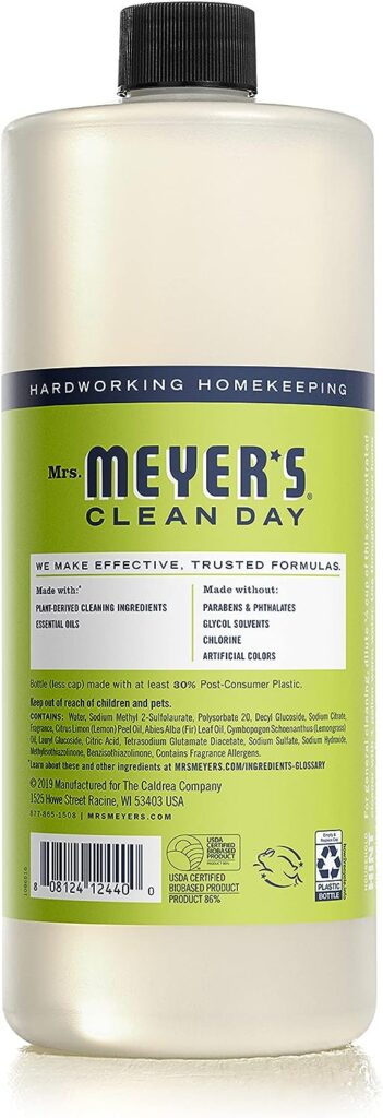 Mrs. Meyers Multi-Surface Cleaner Concentrate, Use to Clean Floors, Tile, Counters, Lemon Verbena, 32 fl. oz