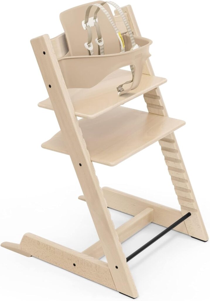 Tripp Trapp High Chair from Stokke, Natural - Adjustable, Convertible Chair for Children Adults - Includes Baby Set with Removable Harness for Ages 6-36 Months - Ergonomic Classic Design