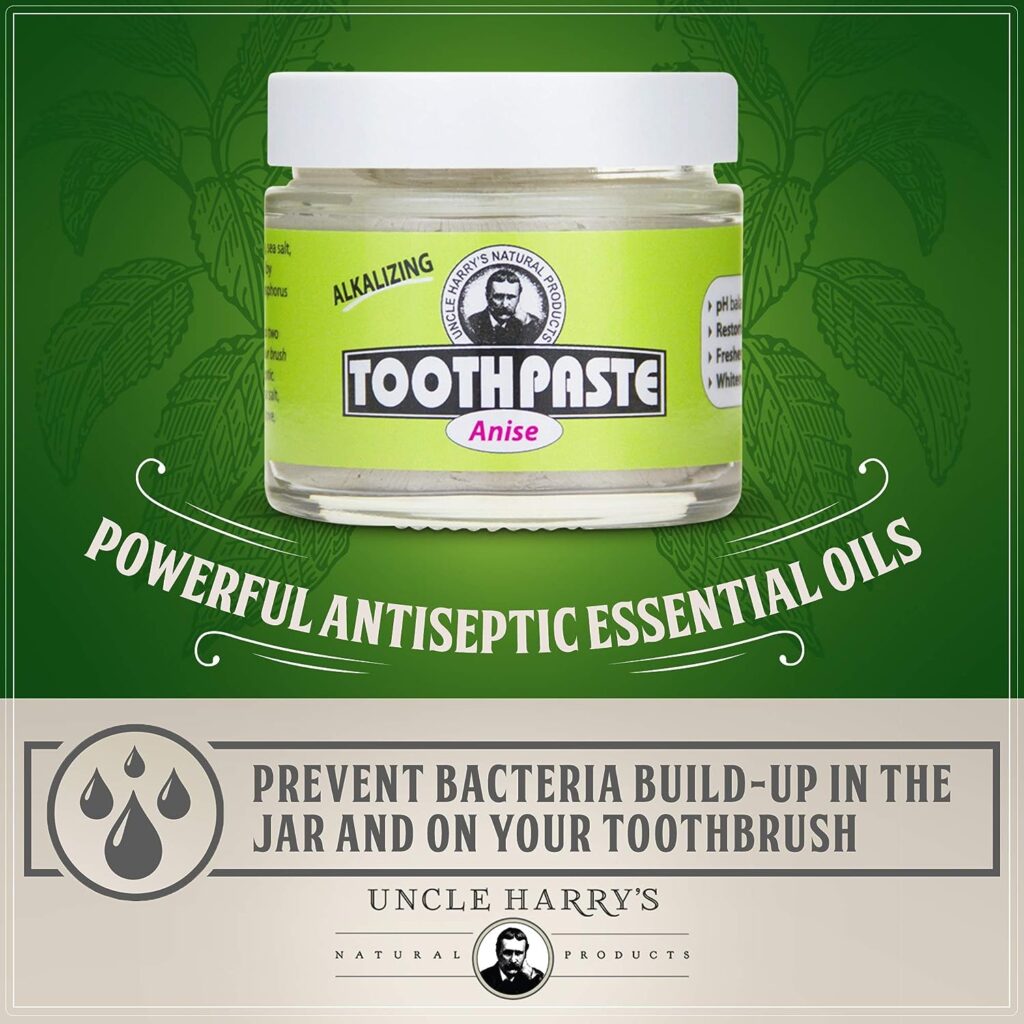 Uncle Harrys Fluoride Free Toothpaste - Anise (3 oz Glass jar)