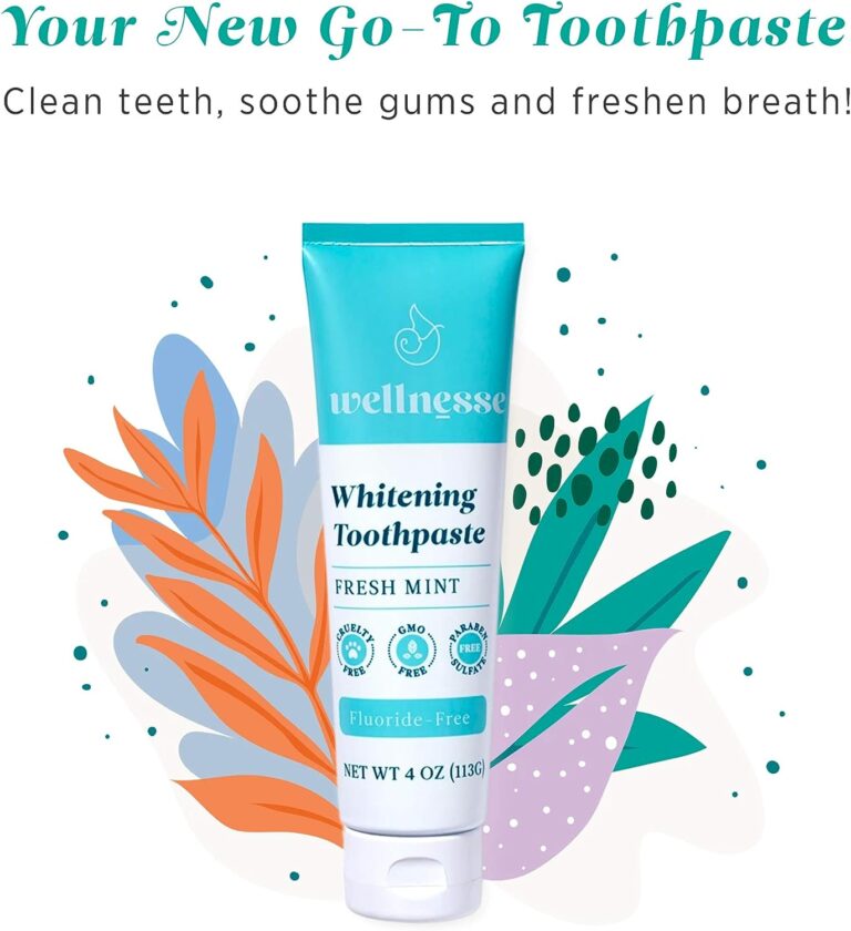 wellnesse whitening toothpaste fresh mint 1 tube 4 oz clean teeth soothe gums and freshen breath cruelty free non gmo no