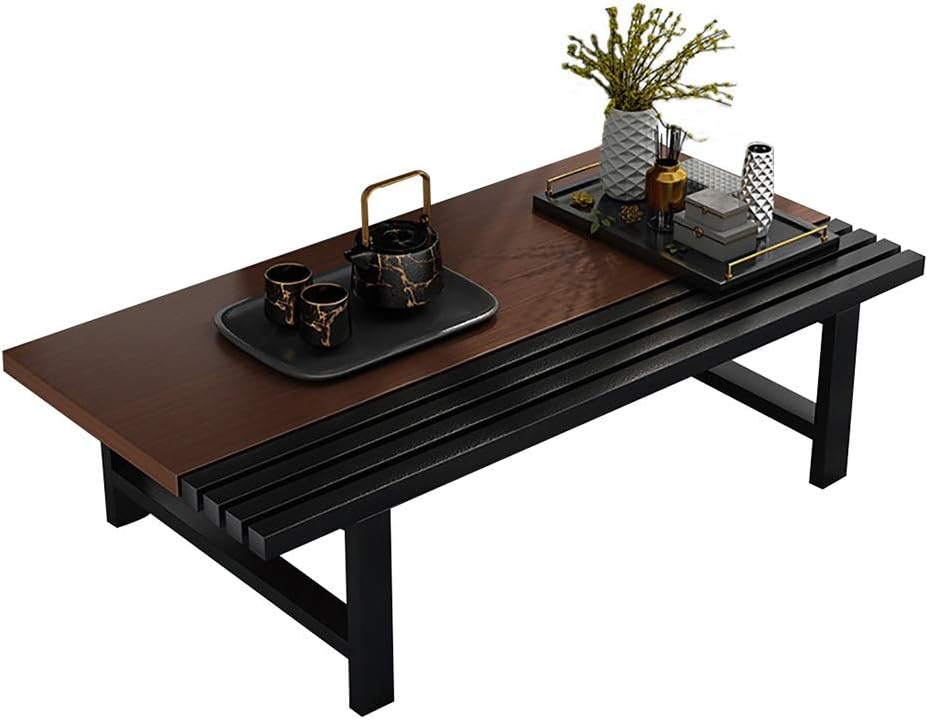 ZWJLIZI Coffee Table, Japanese-Style Sitting Table, E1 Environmental Protection Plate Table Top + Carbon Steel Steel Frame Low Table (Walnut Color) (Size : 60x30x25cm)